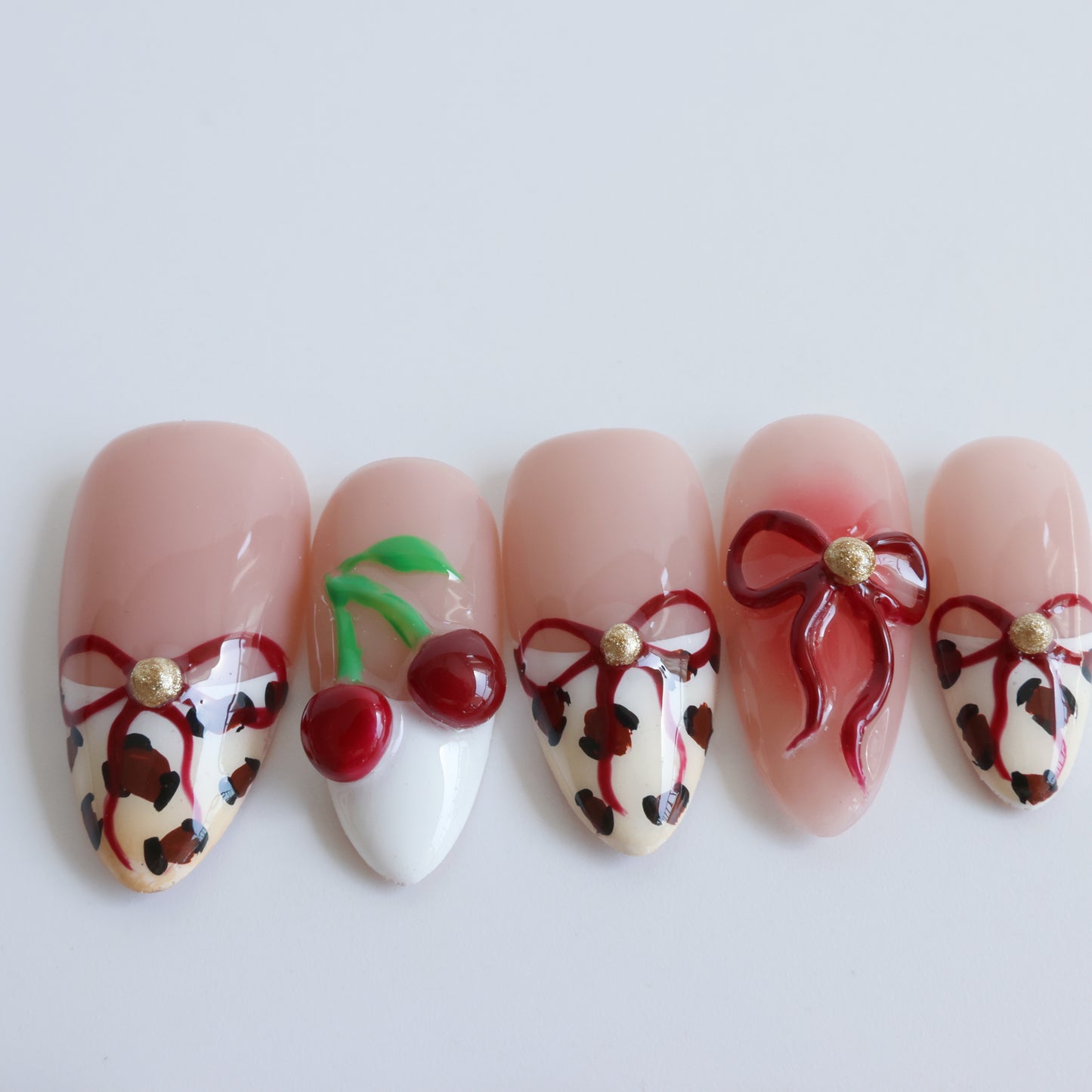Cherry Leopard Lace Press-On Nails