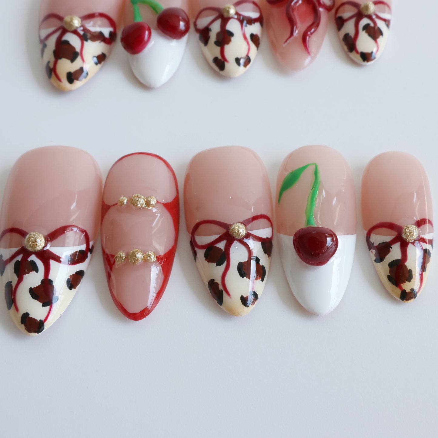 Cherry Leopard Lace Press-On Nails