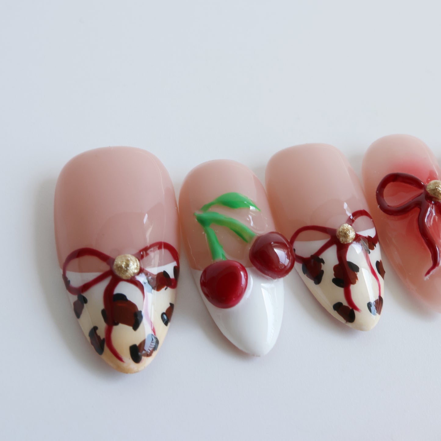 Cherry Leopard Lace Press-On Nails