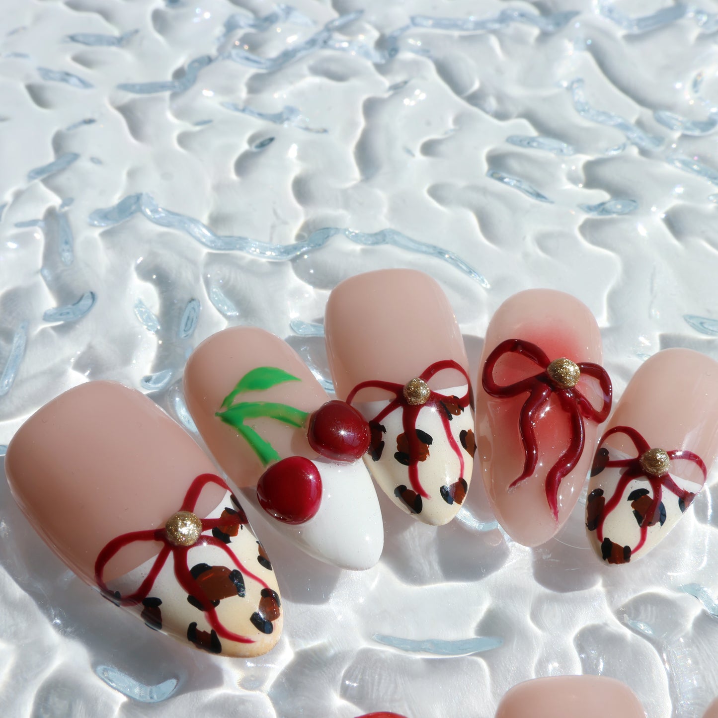 Cherry Leopard Lace Press-On Nails