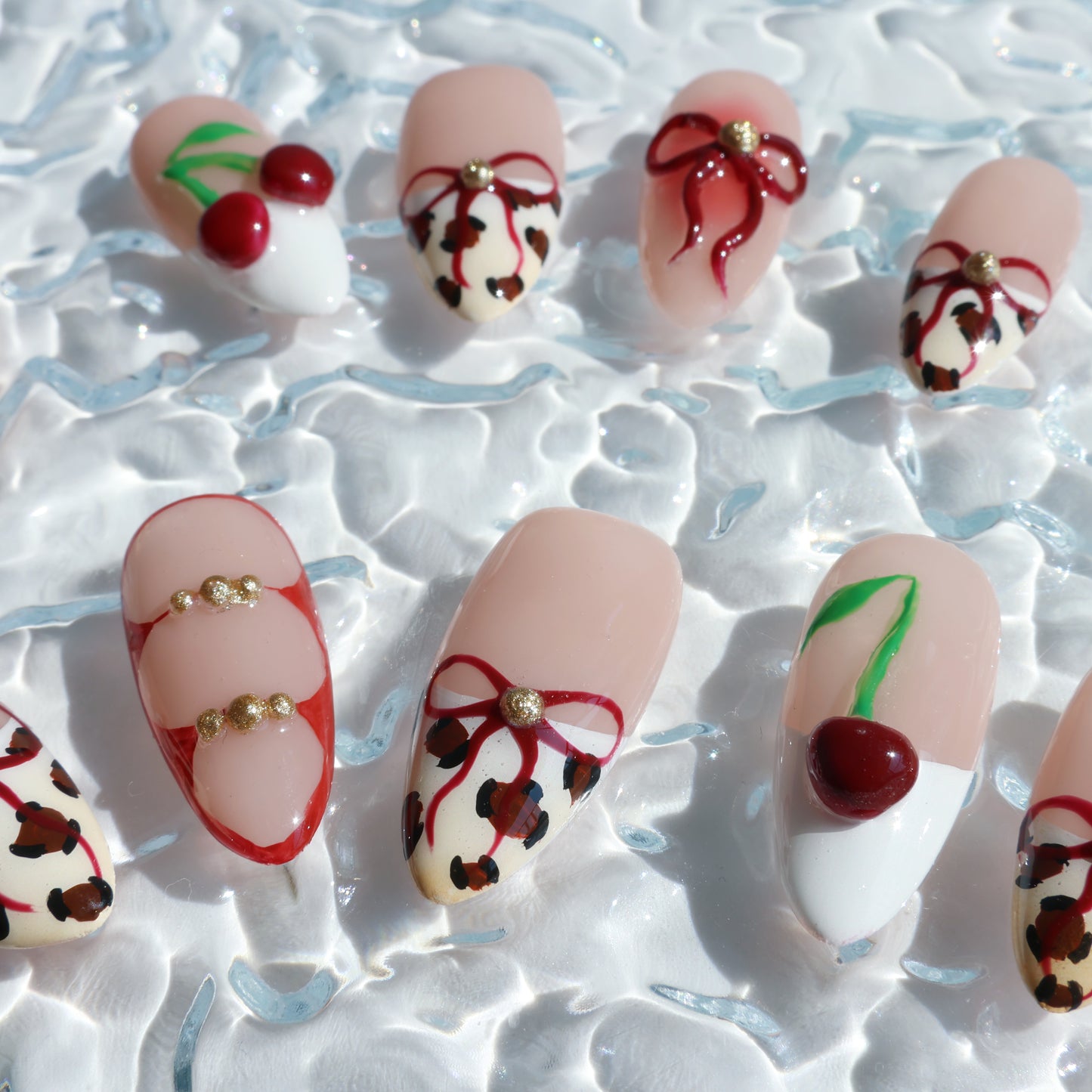 Cherry Leopard Lace Press-On Nails