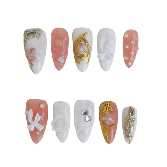 Romantic Lace Pearl Press-On Nails