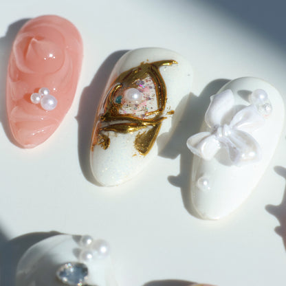 Romantic Lace Pearl Press-On Nails