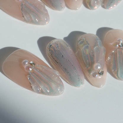 Aurora Shell Pearl Press-On Nails