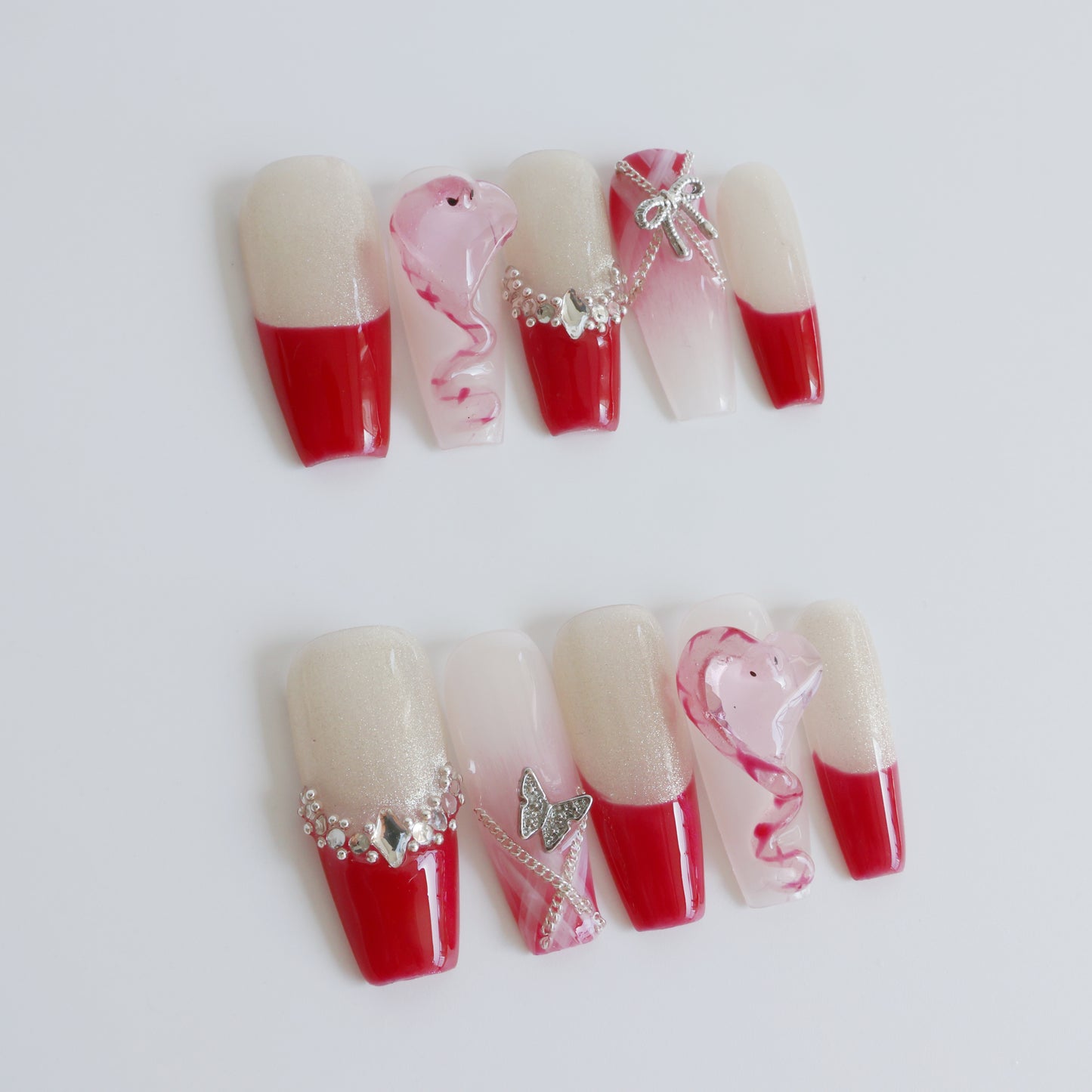 Romantic Heart French Press-On Nails
