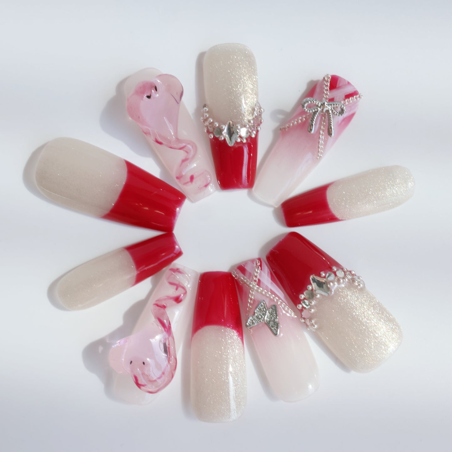 Romantic Heart French Press-On Nails