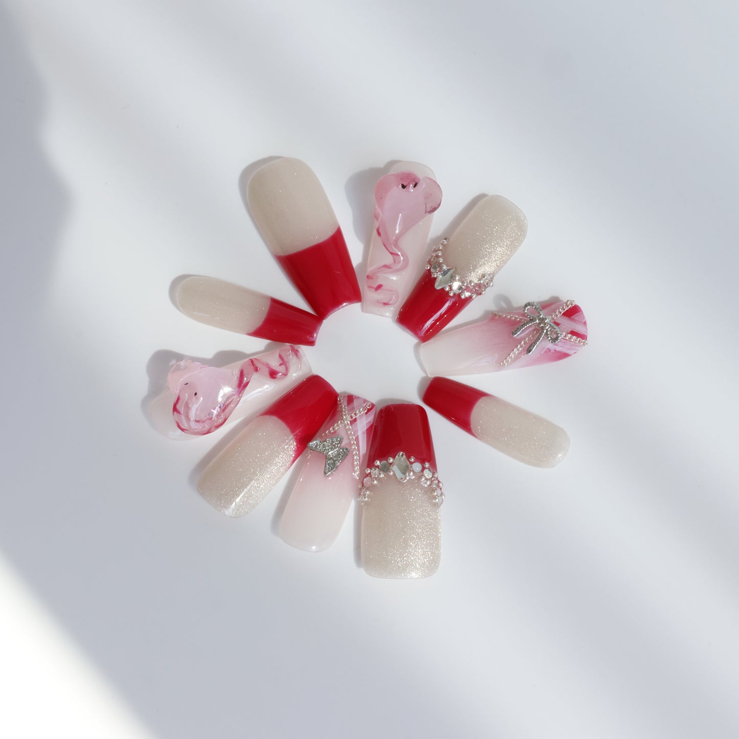 Romantic Heart French Press-On Nails
