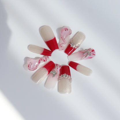 Romantic Heart French Press-On Nails