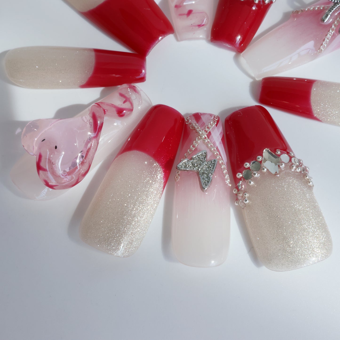 Romantic Heart French Press-On Nails