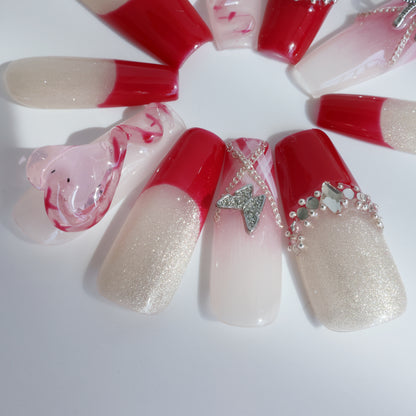 Romantic Heart French Press-On Nails