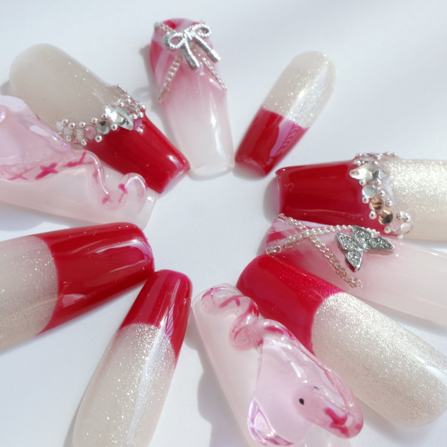 Romantic Heart French Press-On Nails