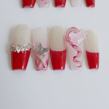 Romantic Heart French Press-On Nails