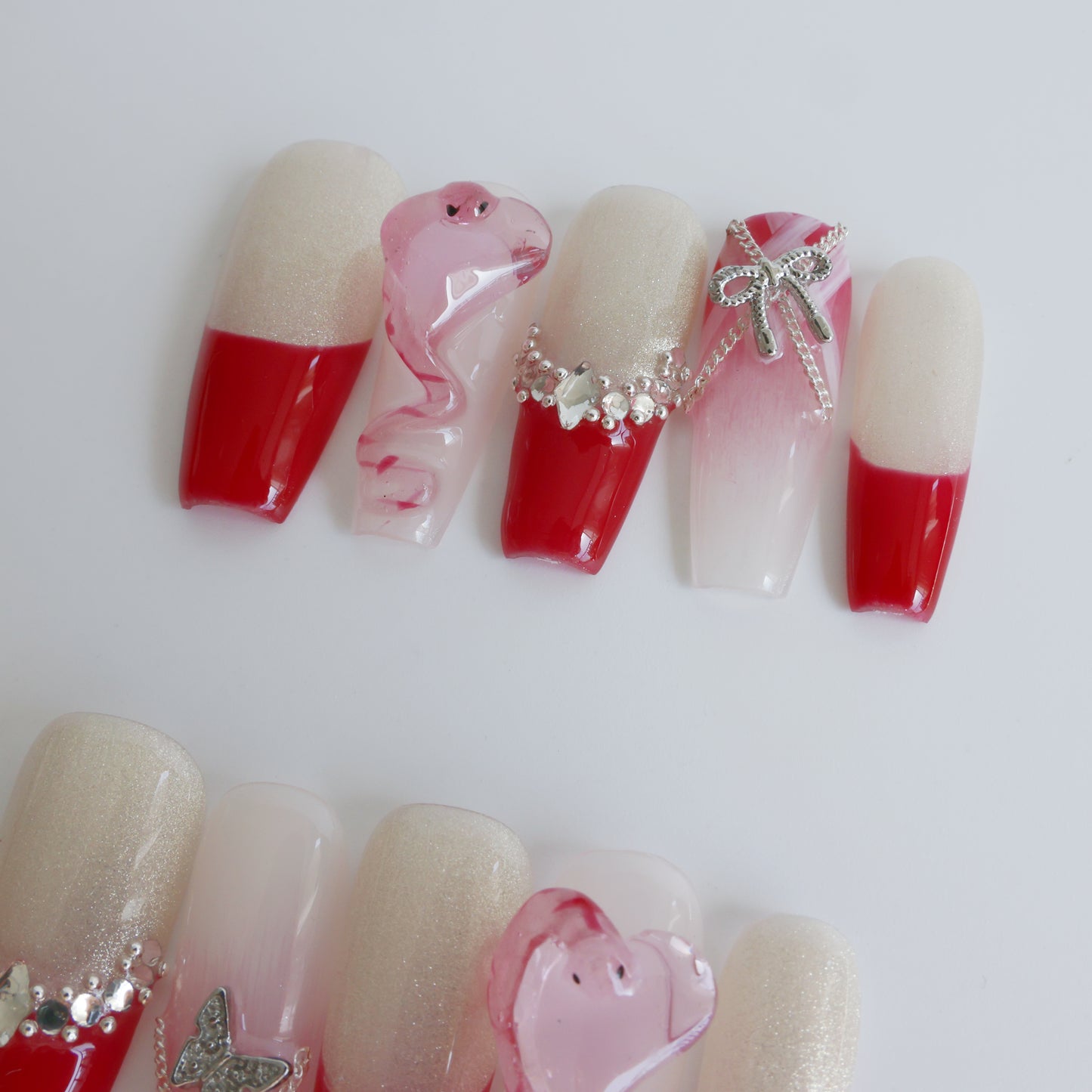 Romantic Heart French Press-On Nails