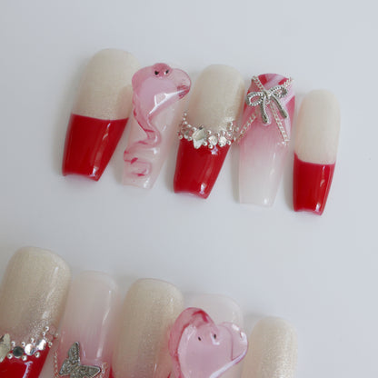 Romantic Heart French Press-On Nails