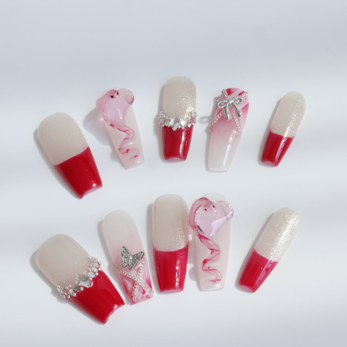 Romantic Heart French Press-On Nails