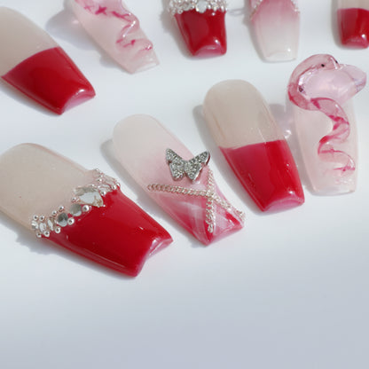 Romantic Heart French Press-On Nails