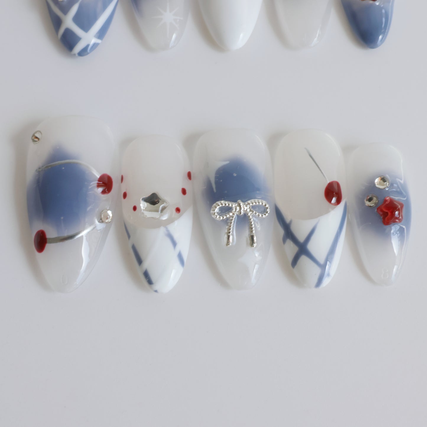 Patriotic Starry Cherry Press-On Nails