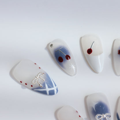 Patriotic Starry Cherry Press-On Nails