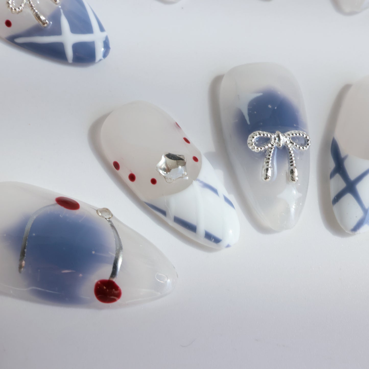 Patriotic Starry Cherry Press-On Nails