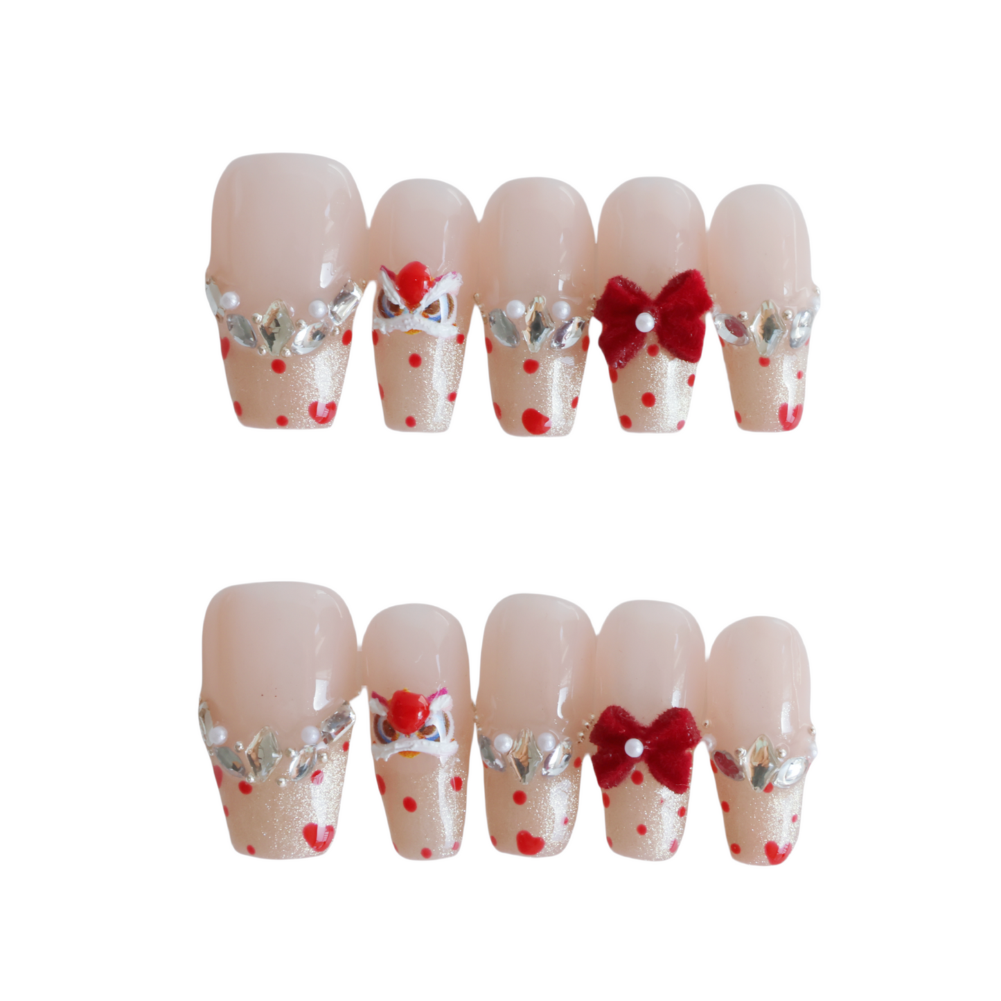 Polka Dot Princess Crown Press-On Nails