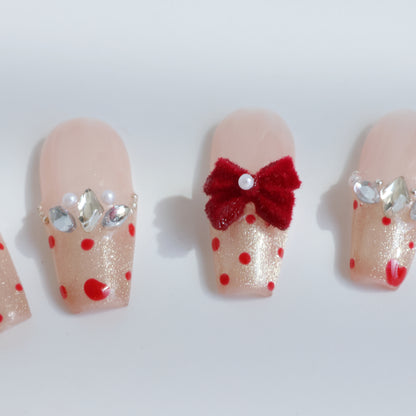Polka Dot Princess Crown Press-On Nails