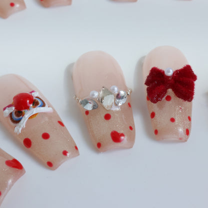 Polka Dot Princess Crown Press-On Nails