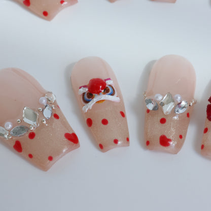 Polka Dot Princess Crown Press-On Nails