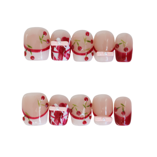 Cherry Picnic Toe Press-On Nails