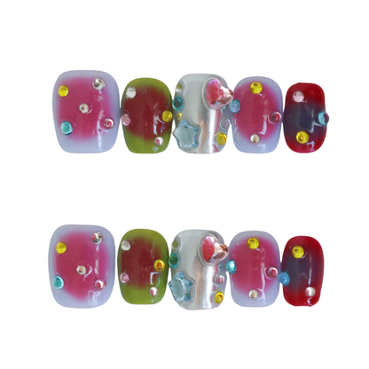 Cosmic Candy Pop Toe Press-On Nails