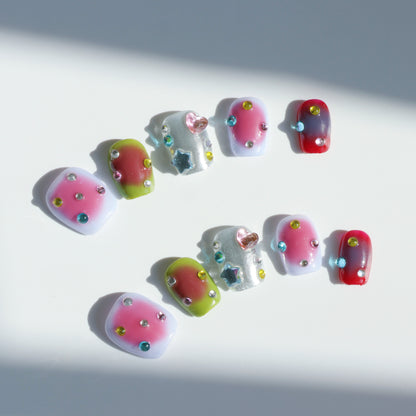 Cosmic Candy Pop Toe Press-On Nails