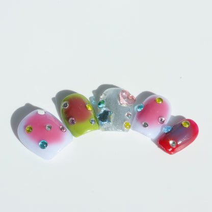 Cosmic Candy Pop Toe Press-On Nails