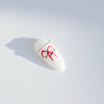 Glam Bow Cherry Red Press-On Nails