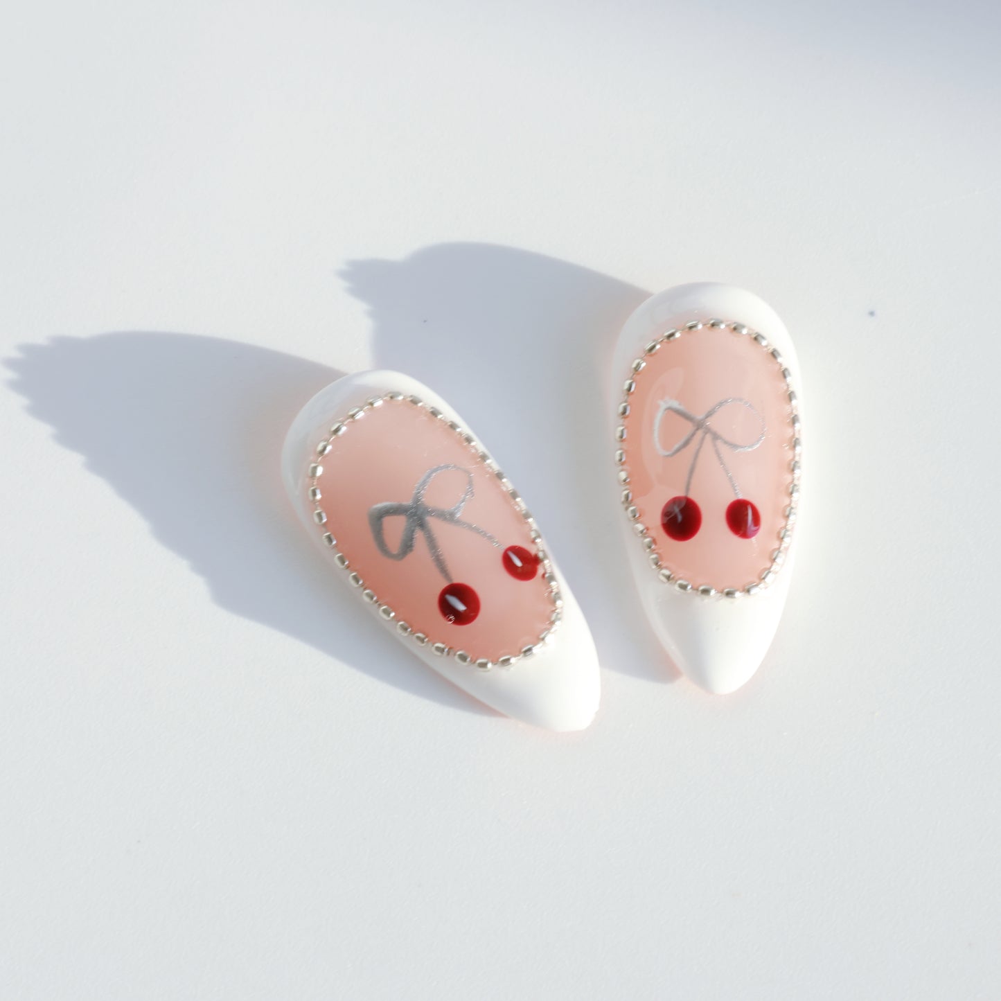 Glam Bow Cherry Red Press-On Nails