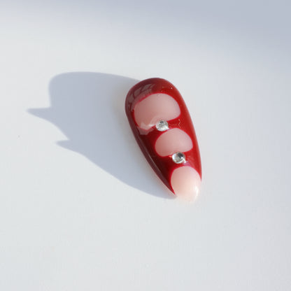 Glam Bow Cherry Red Press-On Nails