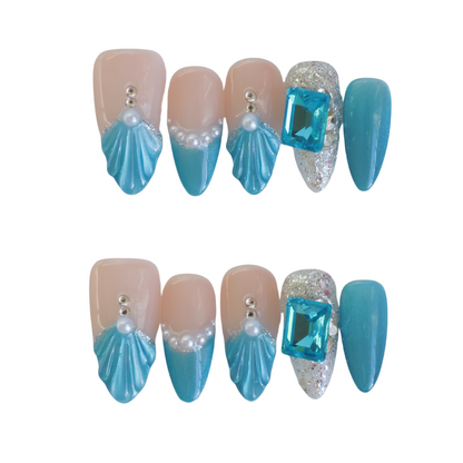 Ocean Breeze Mermaid Gem Press-On Nails