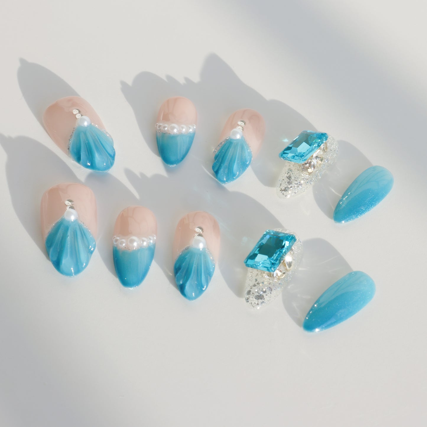 Ocean Breeze Mermaid Gem Press-On Nails