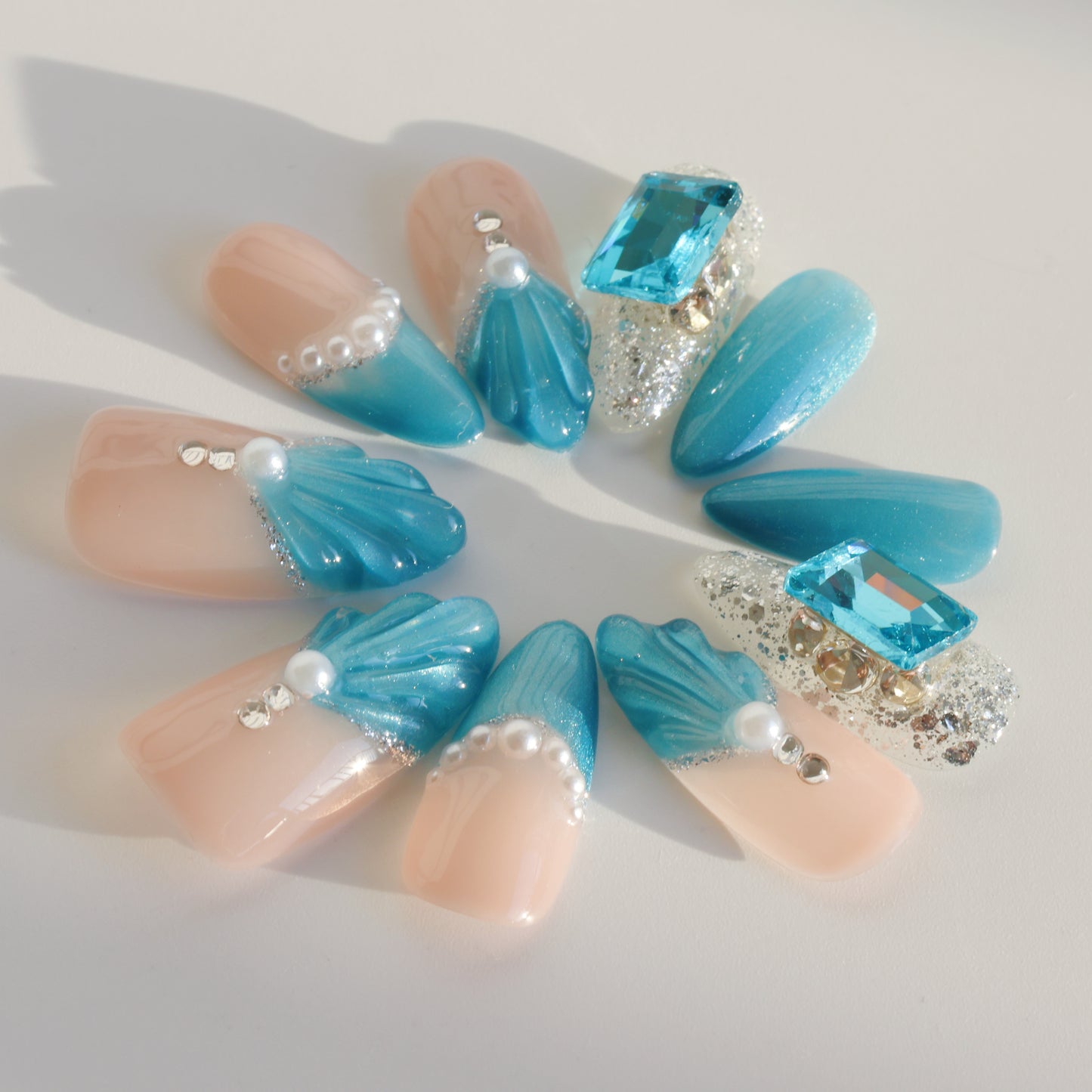 Ocean Breeze Mermaid Gem Press-On Nails