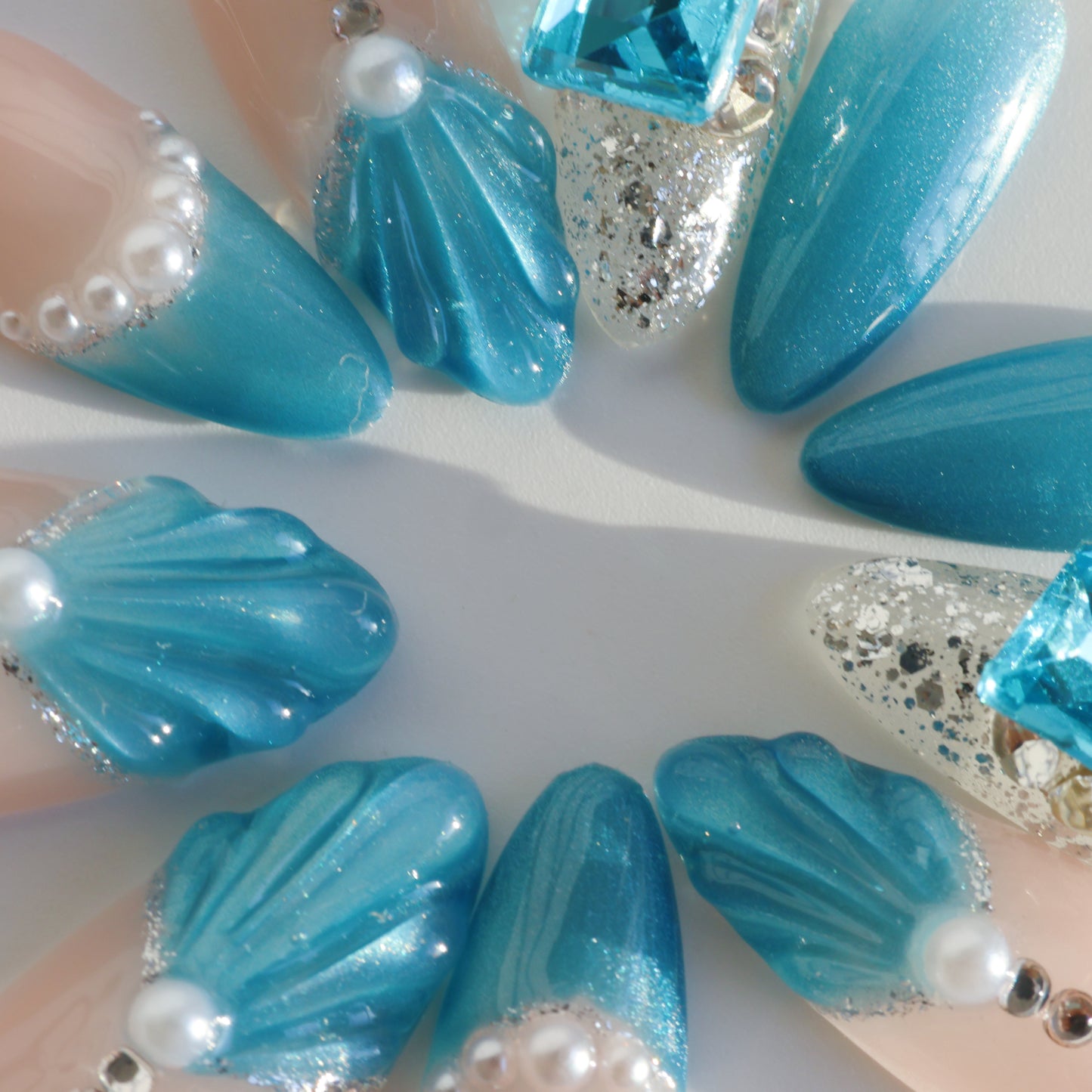 Ocean Breeze Mermaid Gem Press-On Nails