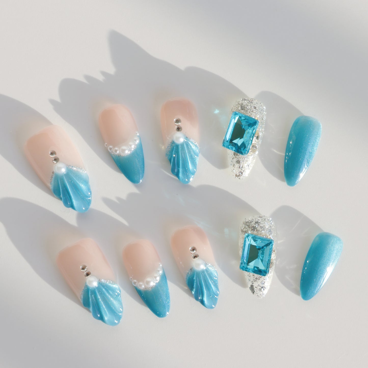 Ocean Breeze Mermaid Gem Press-On Nails