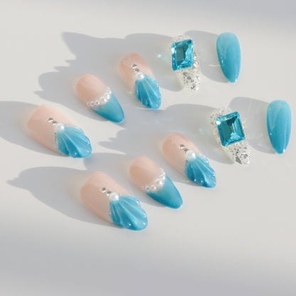 Ocean Breeze Mermaid Gem Press-On Nails