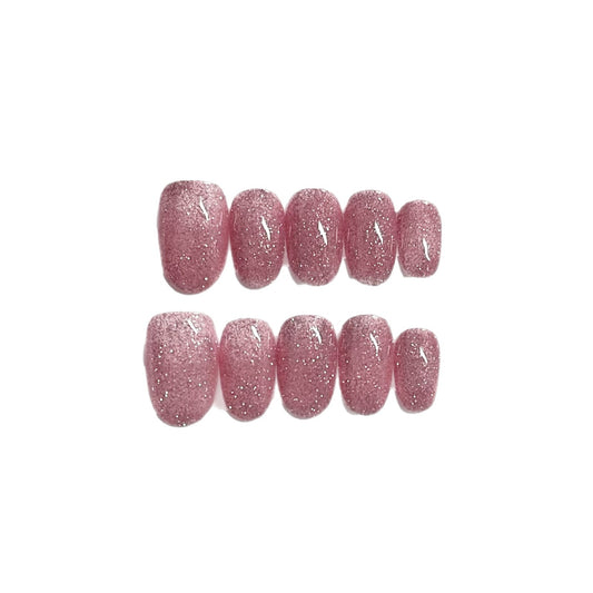 Clean Girl Glitter Mauve Press-On Nails: The Sparkle Set