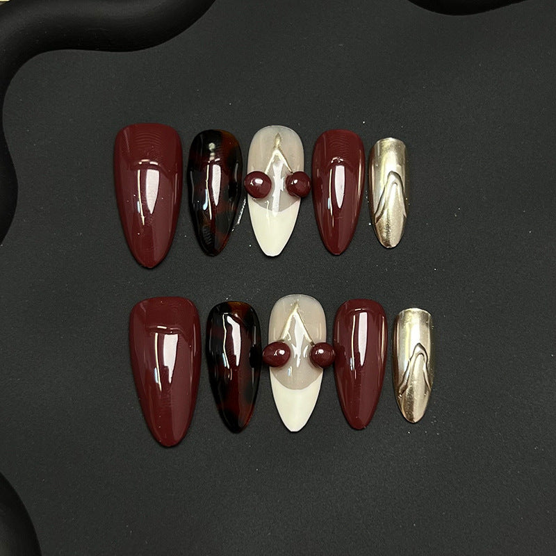 Autumn's Whisper | The "Crimson Tortoise" Press-On Nail Set