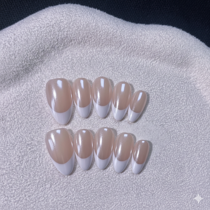 Clean Girl French Tip Press-On Nails - Reusable & Effortless Salon Quality Manicure Kit