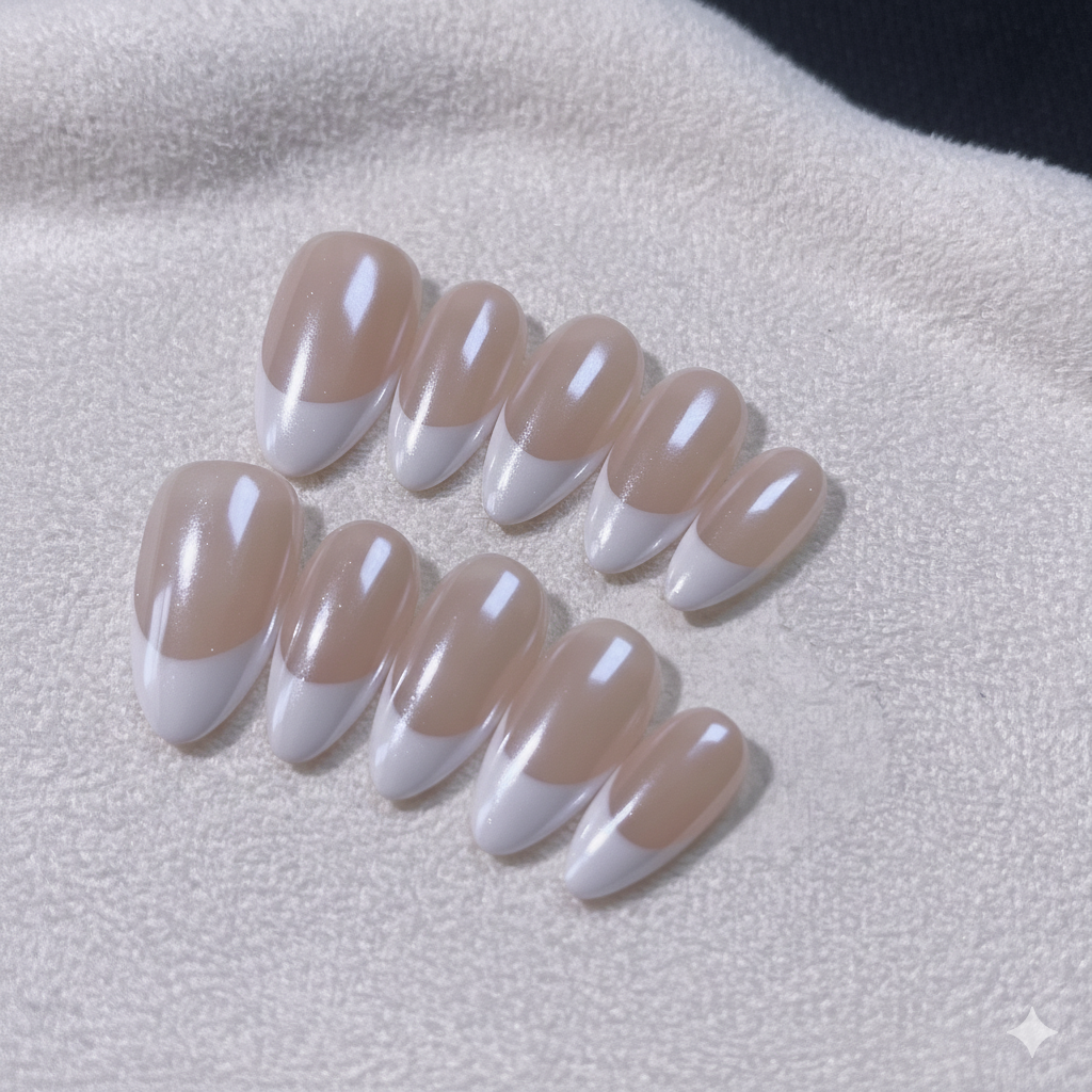 Clean Girl French Tip Press-On Nails - Reusable & Effortless Salon Quality Manicure Kit