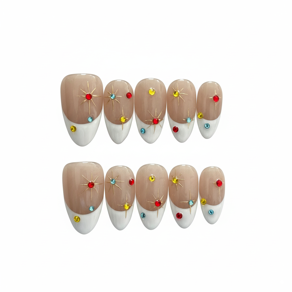 Clean Girl Aura: Glimmering Star & French Tip Press-On Nails