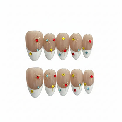 Clean Girl Aura: Glimmering Star & French Tip Press-On Nails
