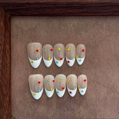 Clean Girl Aura: Glimmering Star & French Tip Press-On Nails