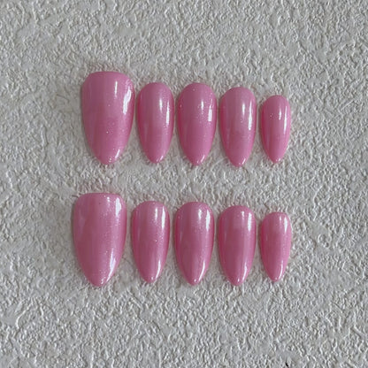 Clean Girl Shimmer Pink Press-On Nails: The Sweetheart Set