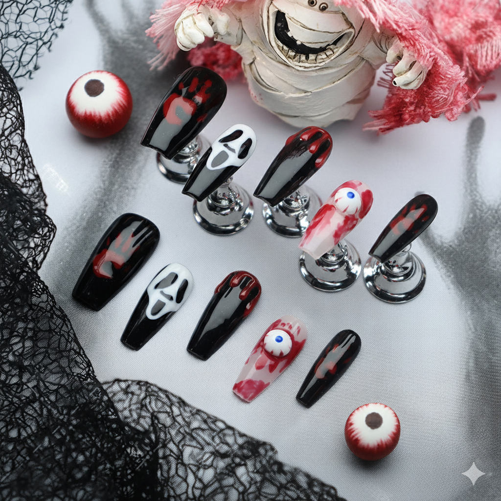 Halloween Spooky Chic Press-On Nails: The Ultimate Horror Set