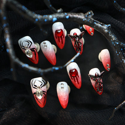 Halloween Vampiress Glam Press-On Nails: The Midnight Sparkle Set